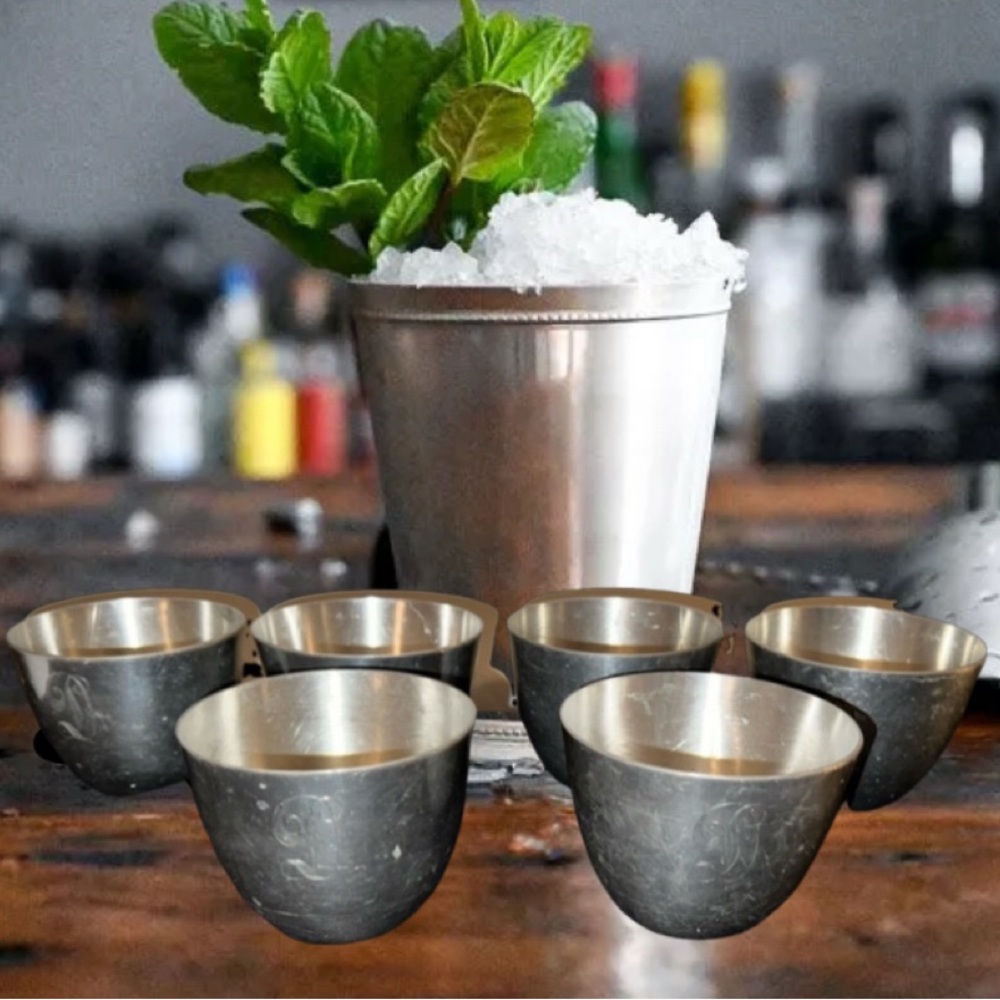 Set of 6 Leonard English Pewter Jefferson Cups Made in Sheffield England